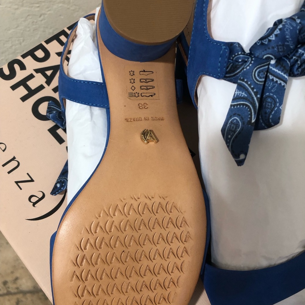 Anthropology Vicenza Bandana Bow Heel Blue sandals - Picture 5 of 10